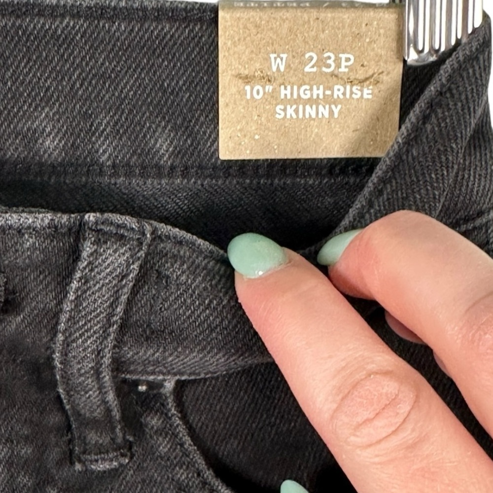 NWT Madewell Petite 10” High Rise Starkey Wash Black Skinny Denim Jeans 23P - Picture 6 of 10